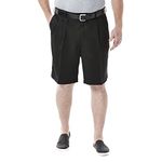 Haggar Men's Big-Tall Cool 18 Gabardine Hidden Expandable Waist Pleat Front Short,Black,46