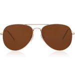 SOJOS Classic Aviator Polarized Sunglasses for Men Women Vintage Retro Style,Gold/Brown