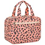 Narwey Full Size Travel Toiletry Bag Wash Bag Large Makeup Bag Organizer Cosmetic Bag for Women (Leopard)