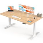 Flamaker Large Standing Desk 160x80cm with USB Charging Port, Sit Stand Reminder Desk Height Adjustable Electric Desk Home Office Desk with Cable Management Tray, Beige with Wheels