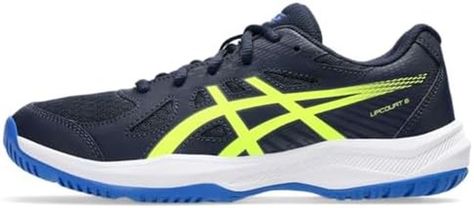 ASICS Kid's Upcourt 6 Grade School Volleyball Shoes, 2, Midnight/Safety Yellow