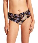 Seafolly Women's Hipster Full Coverage Mid Rise Wide Side Bikini Bottom Swimsuit, Silk Road Black, 12