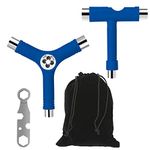 Blue All-in-One Skateboard Tool,Sonku Multifunctional Portable Skateboard T-Tool and Y-Tool Accessory with Screwdriver Wrench Storage in A Bag