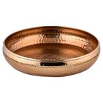 Marrakech Round Fruit Bowl Modern 34 cm Round Round Serving Tray as Key Bowl or Decorative Aesthetic in Living Room Kitchen Candle Bowl Fidan Copper as Table Decoration Kitchen Decoration