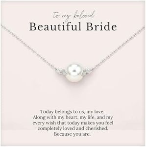 HOPE LOVE SHINE - Wedding Day Gift to Bride from Groom - Bride Necklace, Jewelry 16+2", Sterling Silver, Pearl Pendant