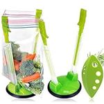 Hands-Free Bag Rack Clip Food Storage Bag Holder 2 Pack with Extra Herb Striper