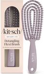 Kitsch Hair Brush Detangler – Flexi Flow Hair Brush for Women, Men & Kids | Detangling Brushes for Curly Hair with Bendable Frame, Bounce Curl Defining Brush for Wet or Dry Strands - Soft Violet