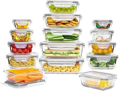 Vtopmart 15 Pack Glass Food Storage Containers with Lids, Glass Meal Prep Containers, Airtight Glass Bento Boxes with Leak Proof Locking Lids, for Microwave, Oven, Freezer and Dishwasher, BPA Free