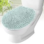 MAYSHINE Plush Shaggy Standard Toilet Seat Lid Cover (Spa Blue) | Fuzzy Chenille Microfiber, Fluffy Soft Absorbent - Machine Washable Cushion | No More Cold or Wet Seats