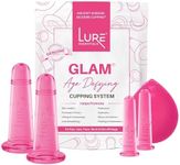 Glam Facial Face Cupping Set - Cupping Therapy Sets Massage Kit with Silicone Cleansing Brush for Instantly Ageless Skin, Works for Fine Lines & Wrinkles, Improves Collagen (Glam - Pink)