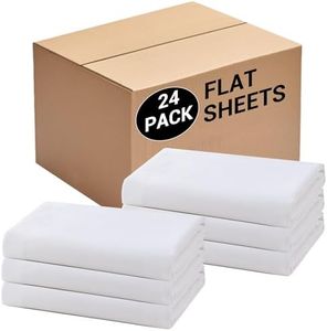 CULVE Flat Sheets Only - 24 Pack Top Sheets Bulk - Soft Brushed Microfiber - Bedding Essentials with Color-Coded Hem Threads for Airbnbs, Hospital, Hotel, Home, Massage Table (24, White, King)