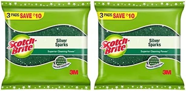 Scotch-Brite Scrub pad Silver sparks large for regular kitchen dishwashing (6 units, Large)