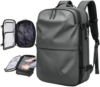 BlackVoyage Vacuum Seal Compression Travel Backpack 60L Expandable Airback Electric Vacpack Pump Water Resistant TSA Lock, Gray, 25L-60L (Without Air Pump), Modern