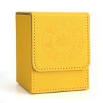 Arkeiliy MTG Card Deck Box - 150+ Card Storage Leather Deck Box with 50pcs Card Sleeve - Premium Collectible Commander Deck Box for Trading Card Games Yugioh and More (Yellow)