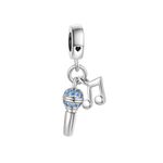 SBI Jewelry Blue CZ Microphone Charm Compatible Pandora Charm Bracelet Singer Music Star Musician Anniversary Birthday