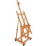 Grandink® Studio Easel Large H-Frame For Professional Artist, Holds Canvas up to 82 inches, Tilts Flat, Solid Beech Wood Convertible Multifuntional Easel with Storage, Adjustable Painting Easel Stand with Castor Wheels.