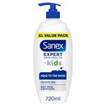 Sanex Expert Skin Health Head to Toe Kids’ Body Wash 720ml x 4 | protects delicate skin | children’s shower gel | gently cleanses | 12h hydration | dermatologically tested | paediatrician approved