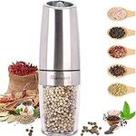 1Pcs Electric Pepper Grinder, Automatic Gravity Activated Electric Salt Mill Adjustable Coarseness Ceramic Mechanism Electric Pepper Mill, Silver