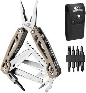 MOSSY OAK Multitool, 22-in-1 Stainless Steel Pliers with Screwdriver Sleeve, Desert Steel Handle, Self-locking Knife with Sheath-Perfect for Outdoor, Survival, Camping, Hiking, Simple Repair
