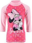 Disney Minnie Mouse Girls UV Protection Swimsuit Swim Set Swim Shirt Sizes 3 to 8 Years, Pink, 8 Years