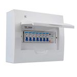 6 Way Mini Consumer Unit Circuit Breaker Panel, IP65 Protection Plastic Leakage Circuit Breaker, Circuit Breaker Box Fuse Board 63A 30mA RCD 4MCB 3 x 6A+2 x16A+1 x 32A