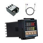 Digital Temperature Controller REX-C100, 0 ℃ ~ 1300 ℃ Alarm PID Temperature Controller Kits Digital Intelligent Thermostat Relay Output with K-Type Thermocouple Temperature Sensor