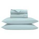 Bluemoon Homes Luxurious 1000 TC Italian Finish 100% Egyptian Cotton 4-Piece Bed Sheet Set, Fitss Mattress Up to 18" Deep Pocket, Solid Pattern. (Full, Aqua Blue)