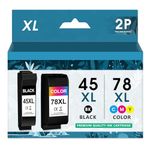 L2KB 45 78 Ink Cartridge Compatible with HP 45 78 45 78 Ink Cartridge Combo Pack Work with Color Copier 155 160 170 180 190 280 Deskjet 970C 990C 1100C 1220C Printer (1 Black, 1 Color) 2 Pack