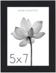 Americanflat 5x7 Picture Frame with Shatter-Resistant Glass - Soho Collection - Gallery Style Deep Molding Frame for Tabletop and Wall Display - Black