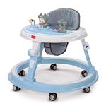LuvLap 360° Joy Baby Walkers for 6-18 Months | 3 Level Height Adjustment Walker with Switchable Food & Musical Toy Tray/Advanced Baby Activity Walker for Kids, Walker for Boys & Girls, Blue