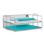 Mindspace 2 Tier Stackable Letter Tray| Paper Tray Desk Organizer | The Mesh Collection, Silver