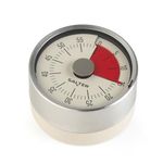 Salter Magnetic Mechanical Timer – Magnetic base, 60- Minute Timer, No Batteries Needed, Countdown Markers, Stainless Steel, Egg Timer, Kitchen Timer, Perfect for Baking, Cream