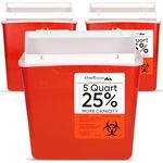 OakRidge Products 5 Quart Sharps Container (3-Pack) Mailbox Style Lid | Holder Compatible 1