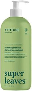 ATTITUDE Nourishing Hair Shampoo, EWG Verified, For Dry and Damaged Hair, Naturally Derived Ingredients, Vegan and Plant Based, Grapeseed Oil and Olive Leaves, 32 Fl Oz