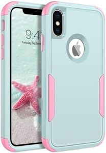 BENTOBEN iPhone X Case, iPhone Xs Case, 3 in 1 Heavy Duty Rugged Hybrid Hard PC Soft TPU Bumper Shockproof Non-Slip Protective Cases Cover for iPhone X (2017) / iPhone Xs (2018) 5.8 Inch, Green/Pink