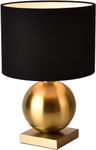 KUNJOULAM Gold Ball Table Lamp,Mid Century Modern Bedside Lamp Nightstand Light with Black Shade Metal Base Accent Lamp for Bedroom Bedside Living Room