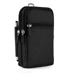 Outdoor Hiking Zippered Double Decker Belt Clip Holster Pouch for Samsung Galaxy Note10 / Note10+ / A10 / A20 / A50 / LG Stylo 5 / LG K40 / Motoroa Moto G7 Power/One Vision/Razer Phone 2 (Black)