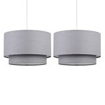 firstchoicelighting Pair of Easy Fit Light Shades Dark Grey 2 Tier Modern Ceiling Pendant Shades