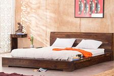 Mp Wood Furniture Sheesham Solid Wood King Size Cube Bed for Beautiful Bedroom (Mahogany Finish)