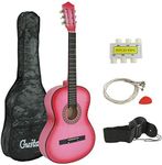 Smartxchoices 38" Kids Pink Acoustic Guitar Bundle Kit for Starter Beginner Music Lovers, Six-String Folk Guitar with Gig Bag, Extra Set Steel Strings, Strap, Pitch Pipe and Pick