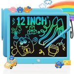 TEKFUN 12inch LCD Writing Tablet for Kids Adults, Erasable Drawing Tablet with Stylus Lanyard Writing Tablet for Office, Education Toys Birthday for 3 4 5 6 7 Girls Boys (Blue)