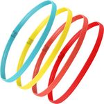 Bememo 4 Pieces Thick Non-Slip Elastic Sport Headbands Hair Headbands for Women and Men (Fluorescent Yellow, Fluorescent Orange, Red, Pine Green)