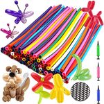 Balloon Animal Making Kit, 260Q Long Animal Balloons (100pcs), Unbreakable Air Pump 1pc, Eye Stickers 1 sheet - Thickening Latex Twisting Balloons for Wedding Birthday Clown Party Decorations