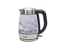 AddAcsaCI PREMIUM Glass Kettle, 1.7L, 3000W FAST Boiling, Illuminating Blue LED ring, with British Technology STRIX Thermostat, BS Plug (1.7 Litres)