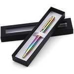 Laser Metal Ballpoint Pen Rainbow Colors with 2 Pieces Replacement Refills & Black Gift Box Premium Ballpoint Pen Black Ink for Thank You Gift Teacher Friend Gift Birthday Gift Christmas