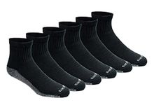 Dickies Men's Dri-Tech Moisture Control Quarter Socks Multi-Pack, Black (6 Pairs), Shoe Size: 12-15