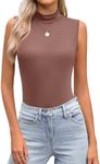 Zeagoo Womens Mock Turtleneck Tank Tops 2024 Slim Fitted Sleeveless Top Stretchy Basic Casual Layer Tee Shirts Brown