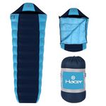 Hacer Khardunga La Camping Sleeping Bag +6°C to +15°C Mummy Shape Polyester Lining Comfortable Hiking Trekking Bags for Baby, Men & Women-Height Upto 6.8ft - (Blue & Sky Blue, 1.2 kg)