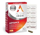 Active Iron Advance 25mg Iron Supplement | Non- Constipating | Clinically Proven to Increase Iron Levels | Fights Tiredness & Fatigue | 30 Daily Capsules