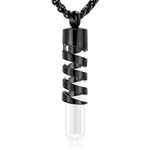 Oinsi Clear Glass Tube Cremation Urn Jewelry Ashes Holder Necklace Keepsake Memorial Pendant Including Box/Fill Kits (Black)